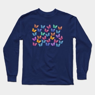 Colorful Butterflies Flying Pattern Long Sleeve T-Shirt